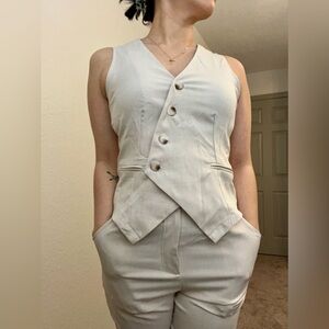 SHEIN Cream Button-Front Jumpsuit